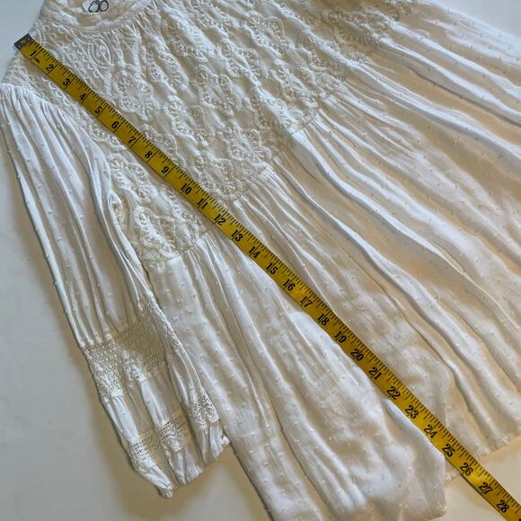 One September Meda Lace Top Womens Small Ivory Babydoll Swiss Dot Boho Anthro - Picture 10 of 10